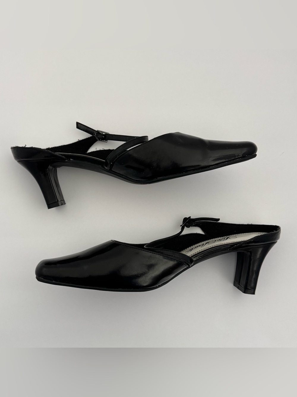 LifeStride Women US 9.5W Black Patent Square Toe Slingback Mary Jane Pumps Heels - Picture 10 of 12